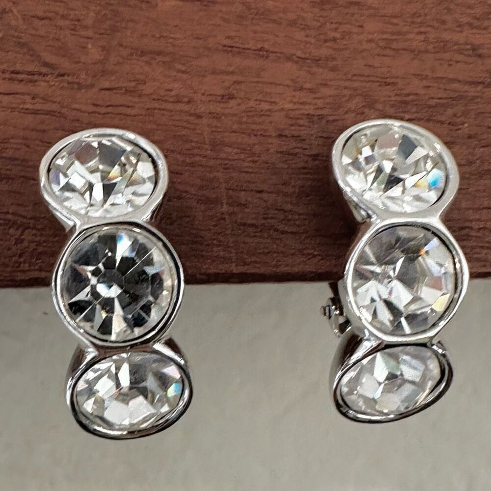 Swarovski Swan Logo Crystal Clip-On Earrings